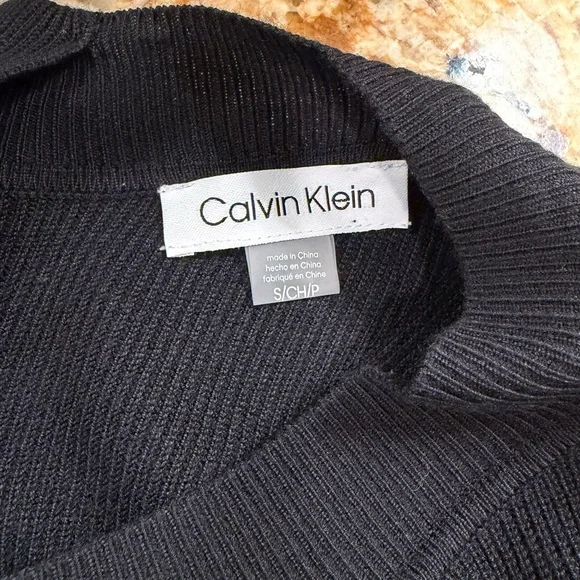 Calvin Klein Mixed Media Black and Gray Long Sleeve Dress - Picture 4 of 4